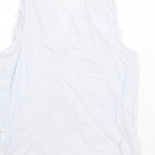 New Look Womens Blue 100% Cotton Basic Tank Size 8 V-Neck