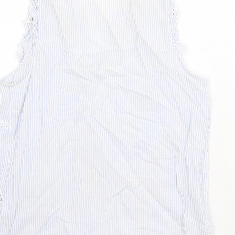New Look Womens Blue 100% Cotton Basic Tank Size 8 V-Neck