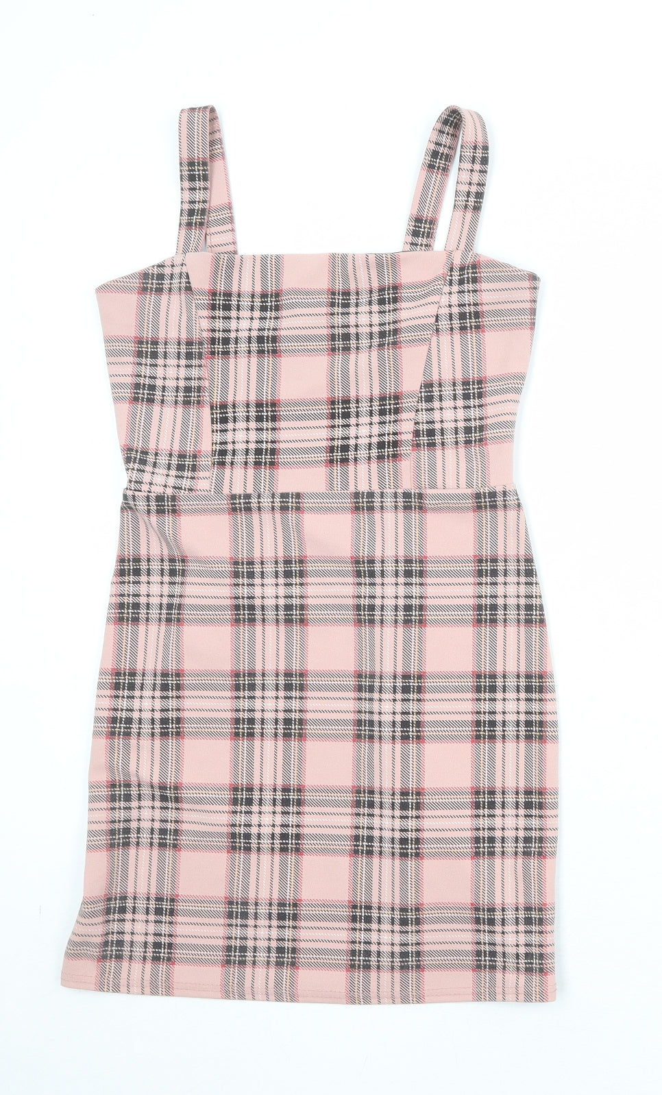 I SAW IT FIRST Womens Pink Plaid Polyester Pencil Dress Size 10 Square Neck Pullover