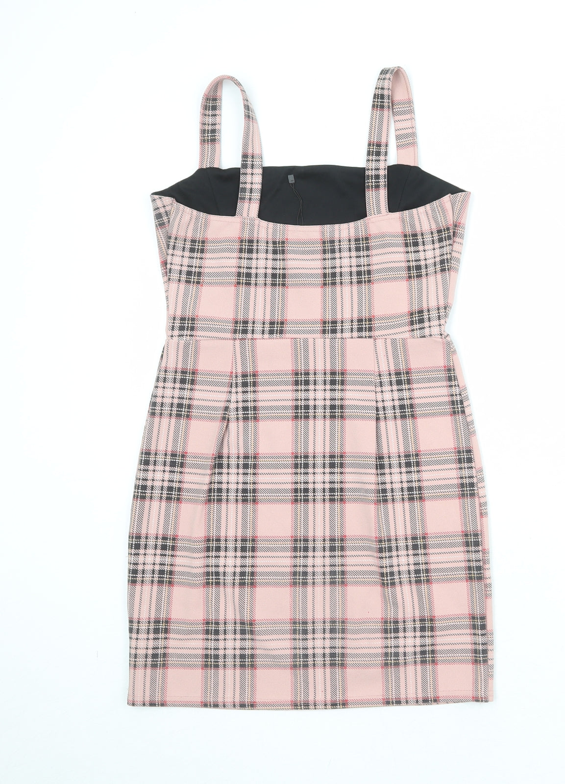 I SAW IT FIRST Womens Pink Plaid Polyester Pencil Dress Size 10 Square Neck Pullover