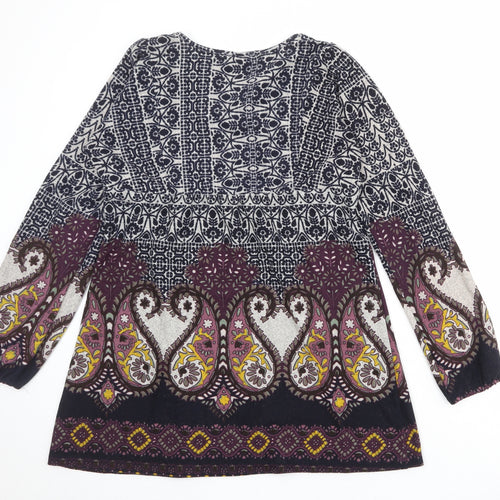 New Look Womens Multicoloured Geometric Polyester A-Line Size 14 V-Neck Pullover