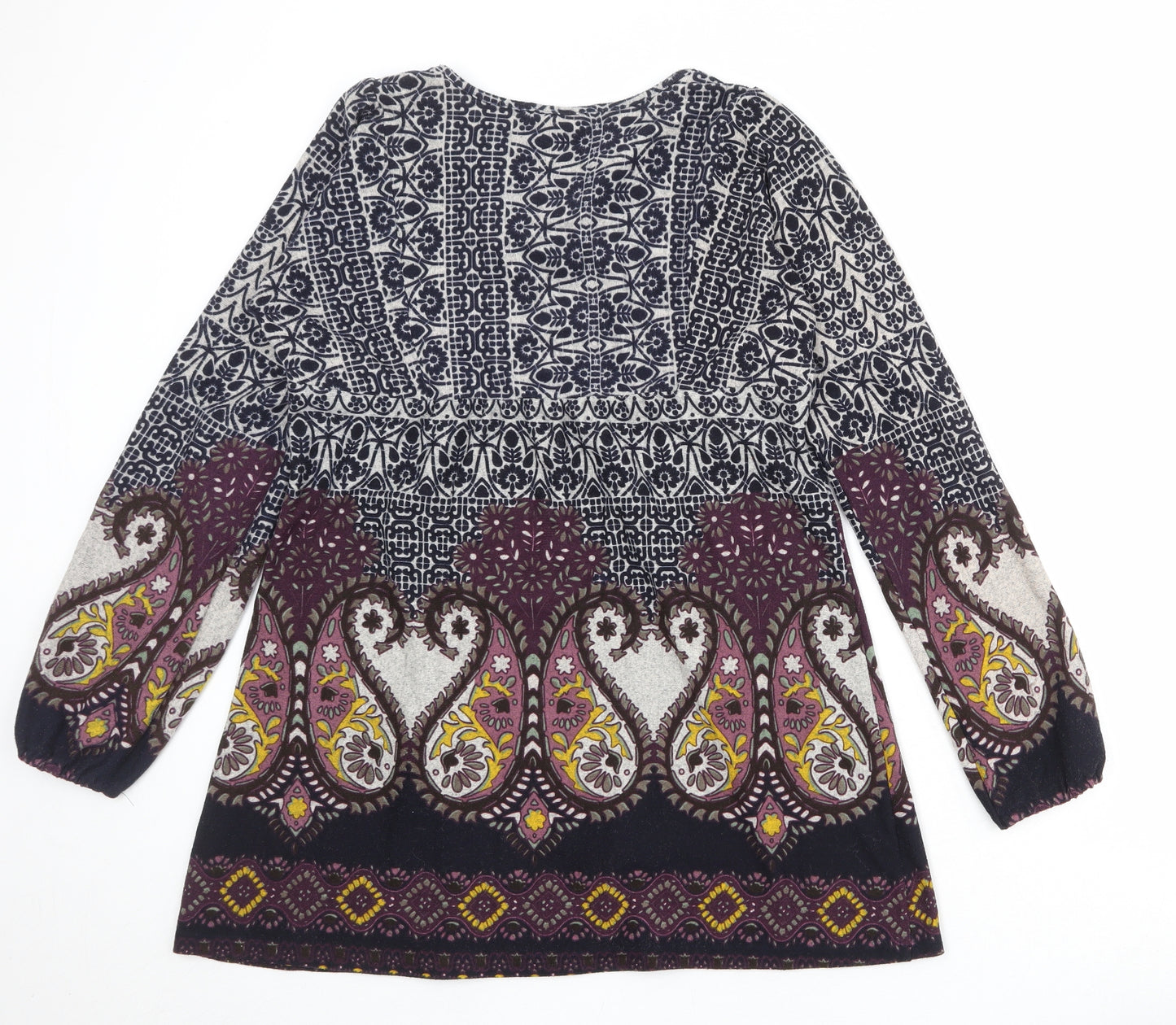 New Look Womens Multicoloured Geometric Polyester A-Line Size 14 V-Neck Pullover