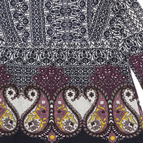 New Look Womens Multicoloured Geometric Polyester A-Line Size 14 V-Neck Pullover