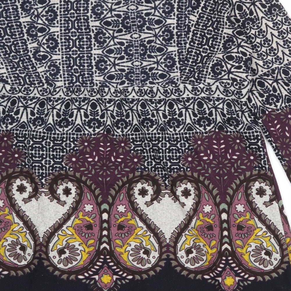 New Look Womens Multicoloured Geometric Polyester A-Line Size 14 V-Neck Pullover