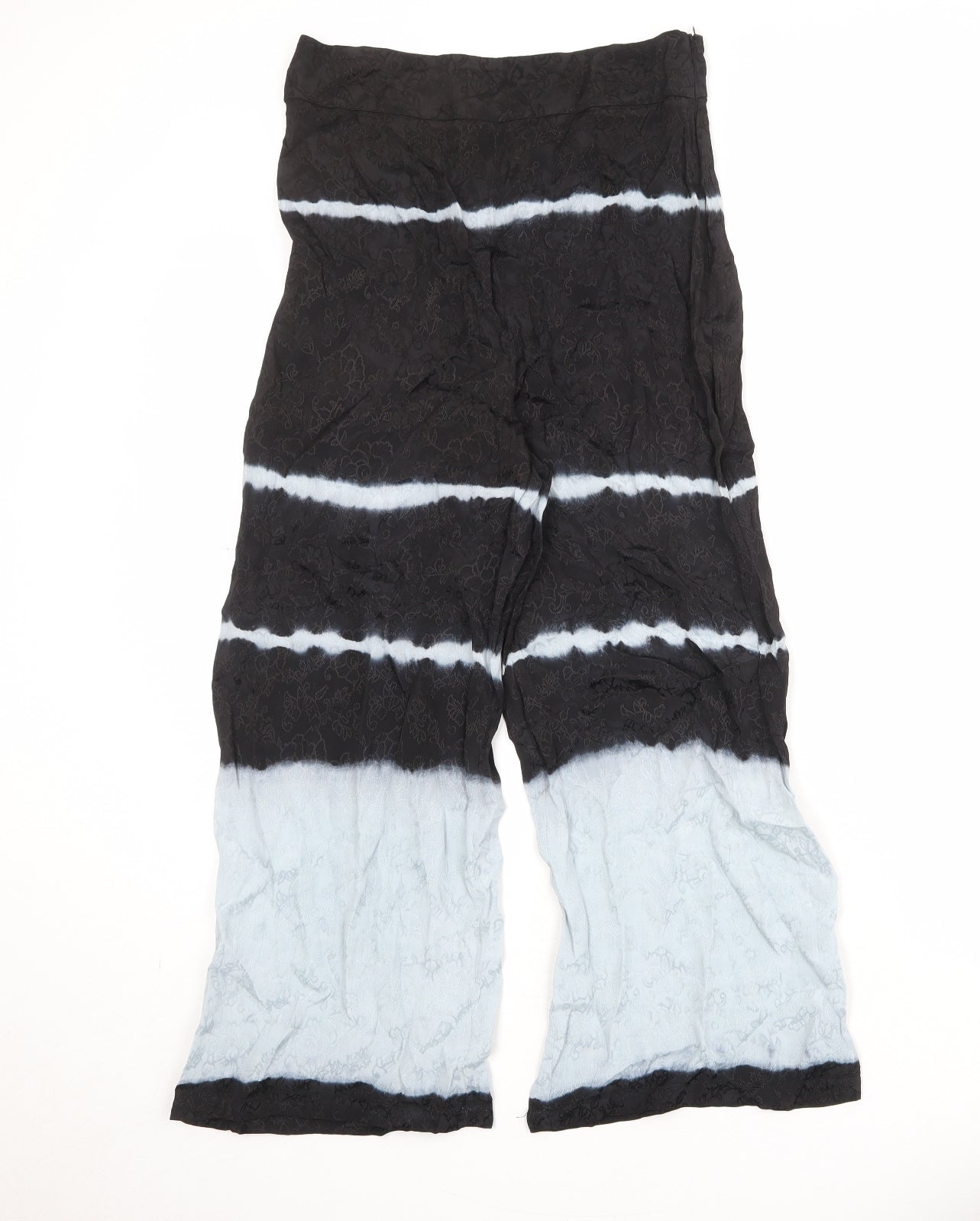 Zara Womens Black Polyester Trousers Size M Regular Zip - Tie Dye
