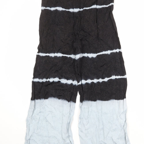 Zara Womens Black Polyester Trousers Size M Regular Zip - Tie Dye