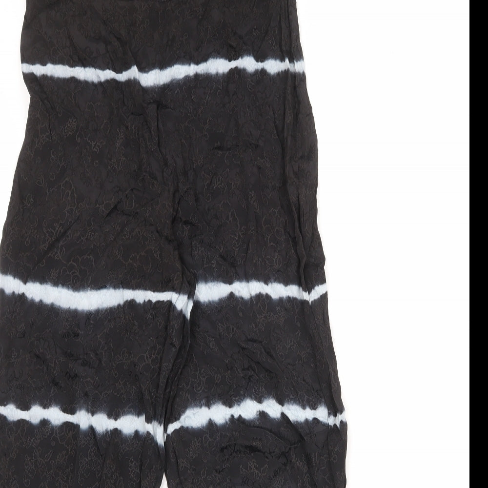 Zara Womens Black Polyester Trousers Size M Regular Zip - Tie Dye