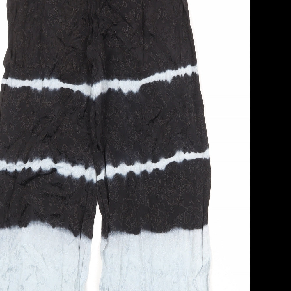 Zara Womens Black Polyester Trousers Size M Regular Zip - Tie Dye