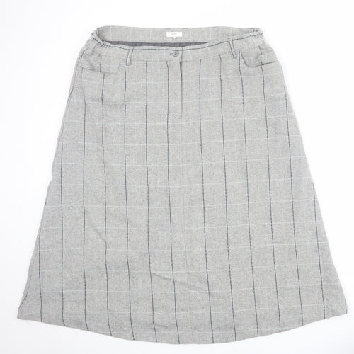 Cotton Traders Womens Grey Geometric Polyester A-Line Skirt Size 22 Zip