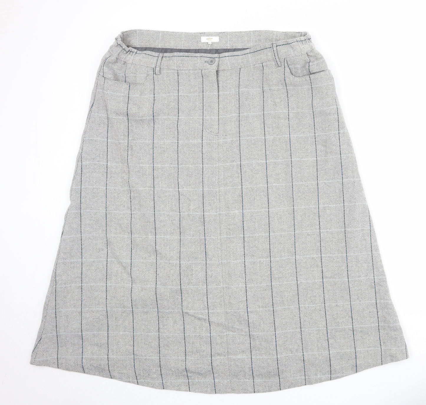 Cotton Traders Womens Grey Geometric Polyester A-Line Skirt Size 22 Zip