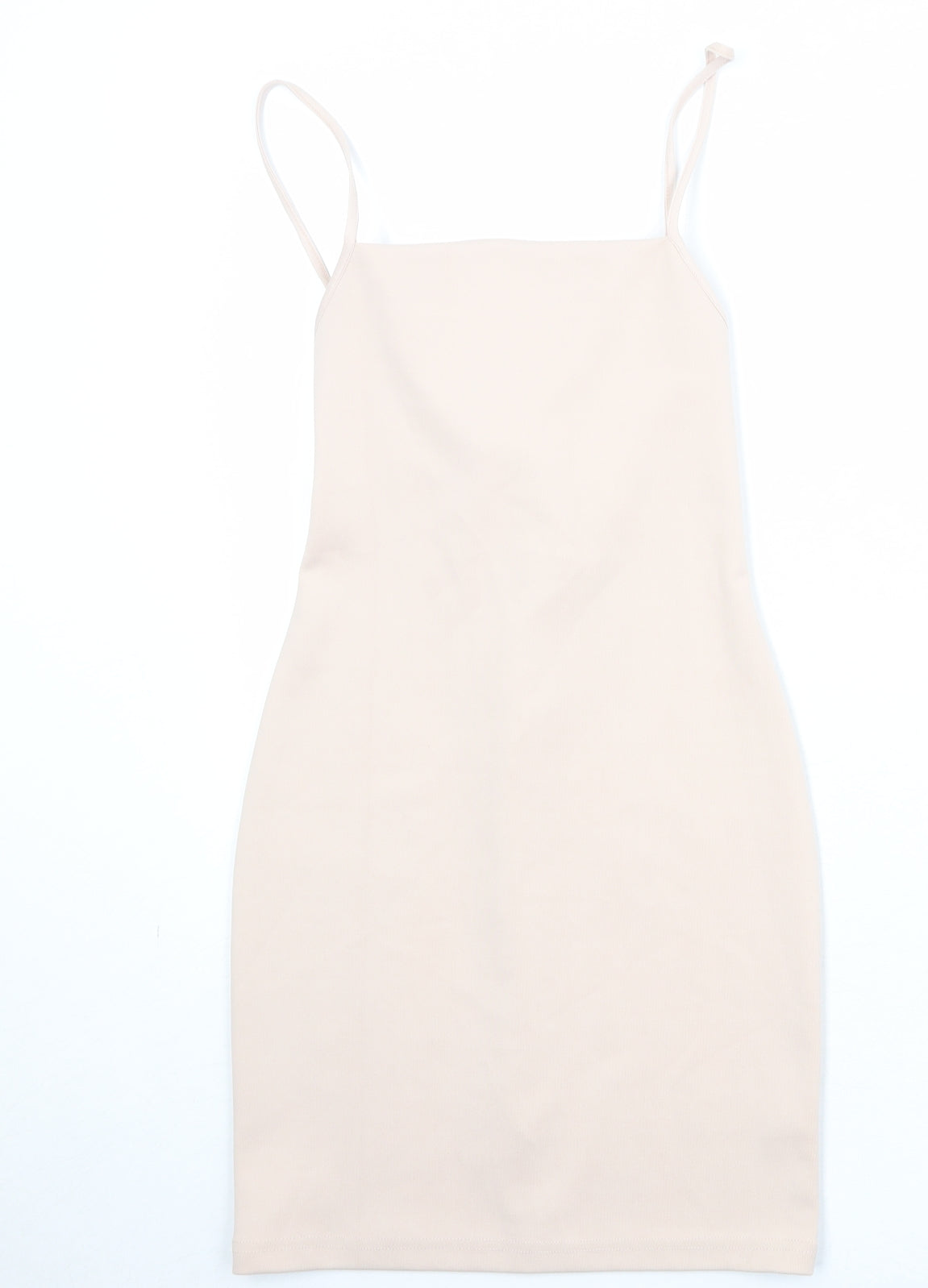 Topshop Womens Beige Polyester Slip Dress Size 6 Square Neck Tie