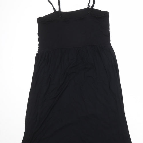 Bonmarché Womens Black Viscose Tank Dress Size 18 Square Neck Pullover