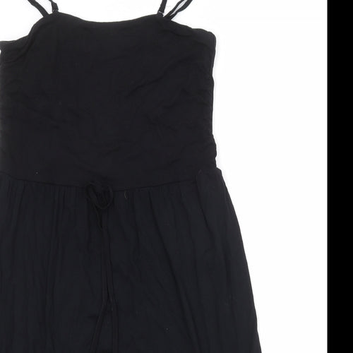 Bonmarché Womens Black Viscose Tank Dress Size 18 Square Neck Pullover