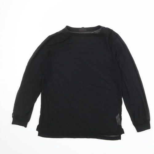 Topshop Womens Black Polyester Basic T-Shirt Size 8 Round Neck