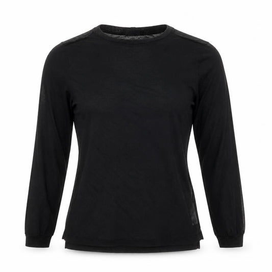 Front view of Topshop women’s black polyester basic t-shirt, size UK 8, round neck