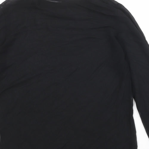 Topshop Womens Black Polyester Basic T-Shirt Size 8 Round Neck