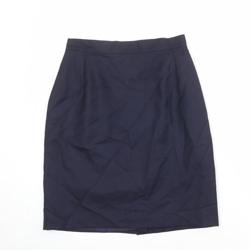 Henry White Womens Blue Wool A-Line Skirt Size 12 Zip