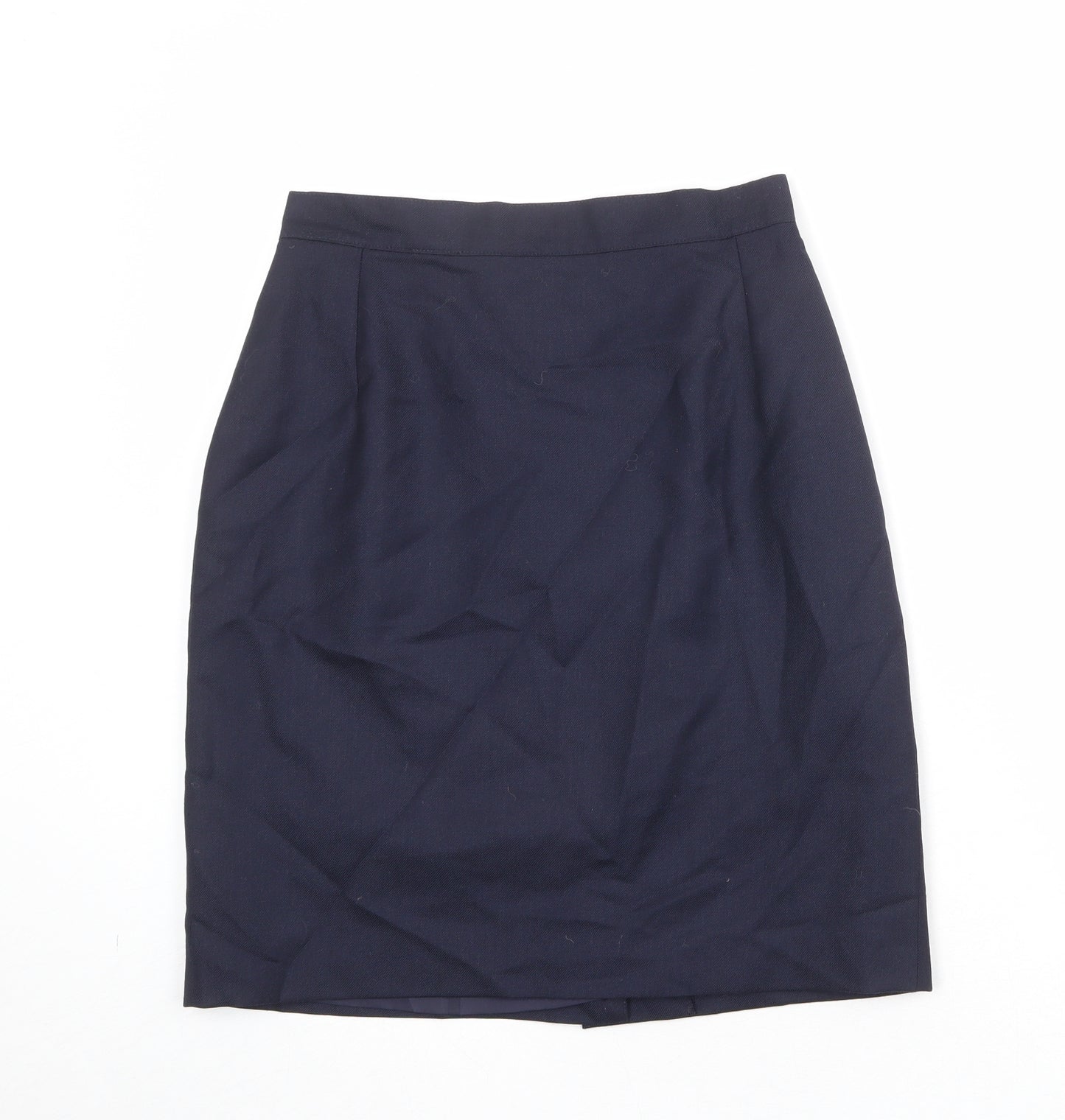 Henry White Womens Blue Wool A-Line Skirt Size 12 Zip