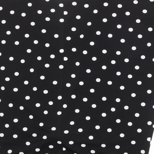 Just Elegance Womens Black Polka Dot Polyester Basic T-Shirt Size S Round Neck - Knot Front