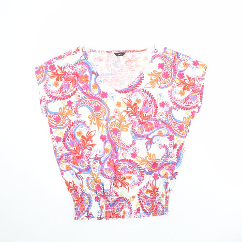 M&Co Womens Multicoloured Paisley 100% Cotton Basic Blouse Size 10 V-Neck