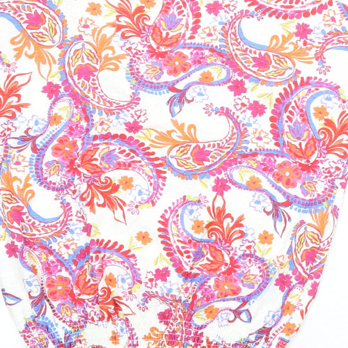 M&Co Womens Multicoloured Paisley 100% Cotton Basic Blouse Size 10 V-Neck