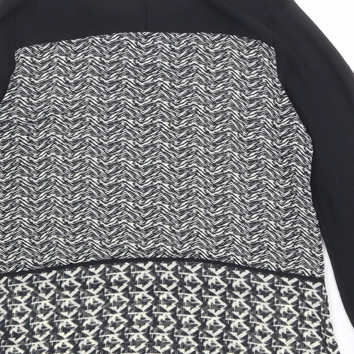 Marks and Spencer Womens Black Geometric Polyester Basic Blouse Size 12 Boat Neck