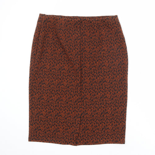 Bonmarché Womens Brown Geometric Polyester A-Line Skirt Size 14