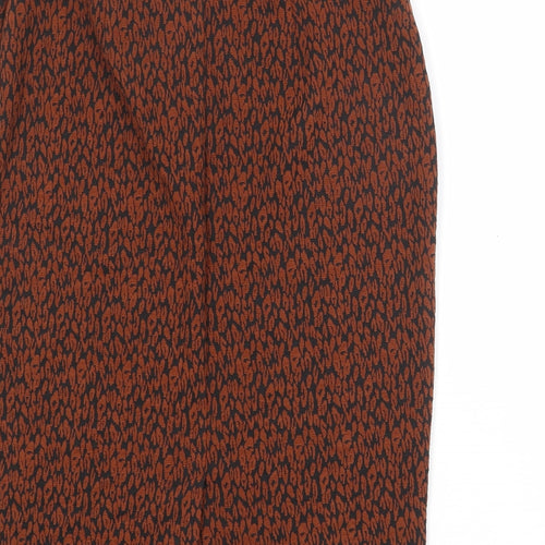Bonmarché Womens Brown Geometric Polyester A-Line Skirt Size 14