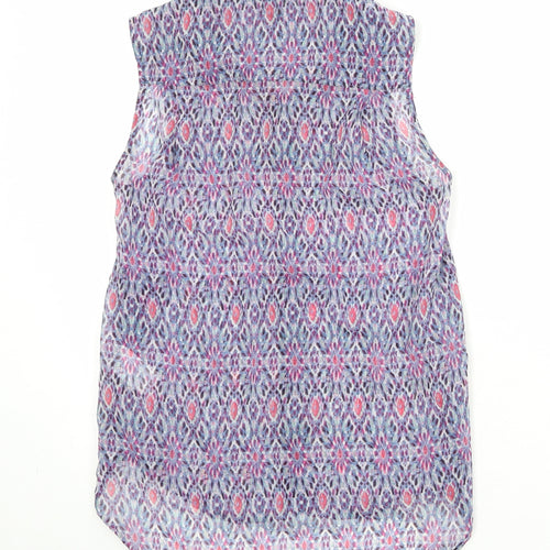 H&M Womens Multicoloured Geometric Polyester Basic Button-Up Size 6 Collared
