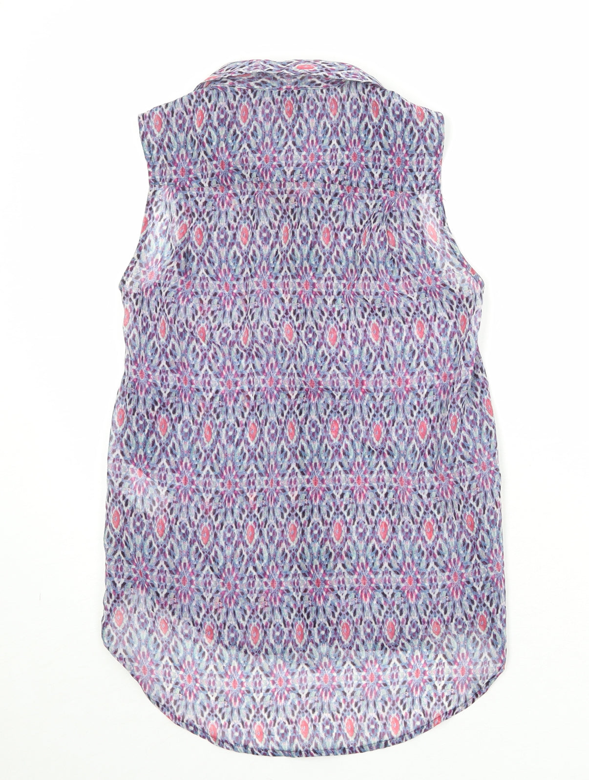 H&M Womens Multicoloured Geometric Polyester Basic Button-Up Size 6 Collared