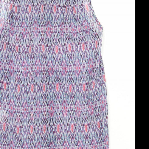 H&M Womens Multicoloured Geometric Polyester Basic Button-Up Size 6 Collared