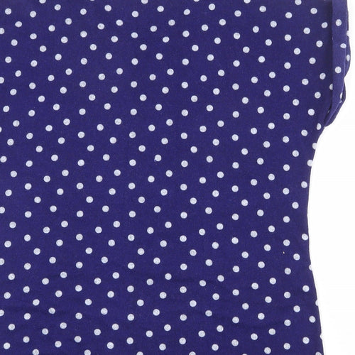 Original Womens Blue Polka Dot Polyester Basic T-Shirt Size 18 Round Neck
