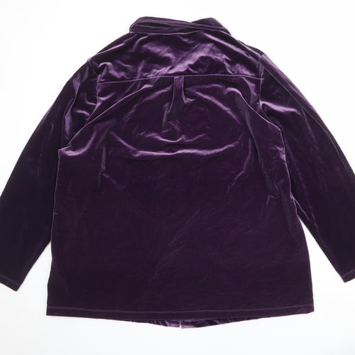 Cotton Traders Womens Purple Polyester Basic Button-Up Size 22 Collared