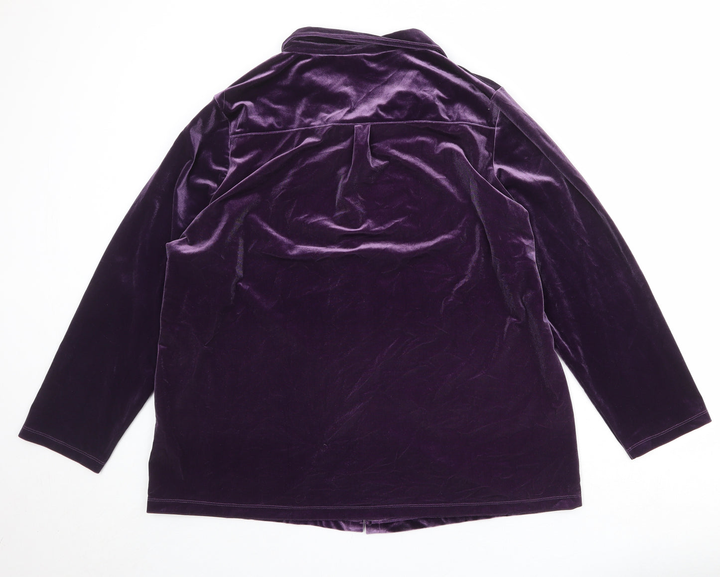 Cotton Traders Womens Purple Polyester Basic Button-Up Size 22 Collared