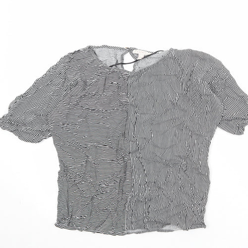 Esprit Womens Black Striped Viscose Basic Blouse Size S Boat Neck