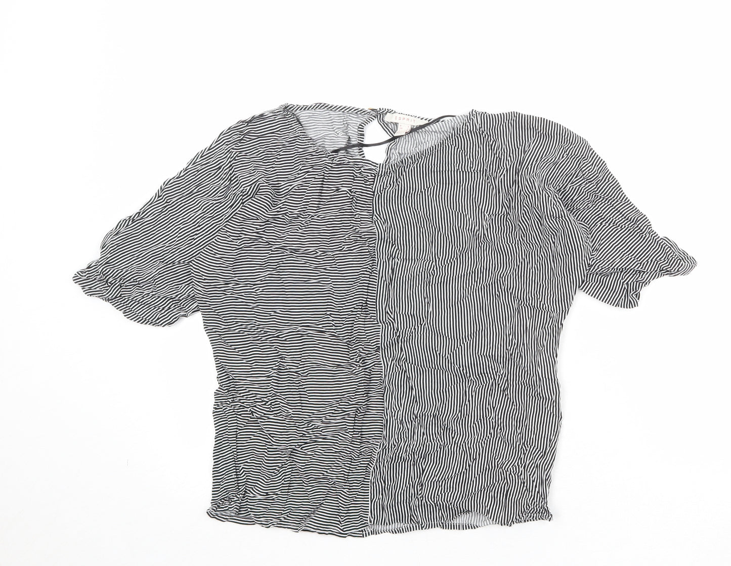 Esprit Womens Black Striped Viscose Basic Blouse Size S Boat Neck