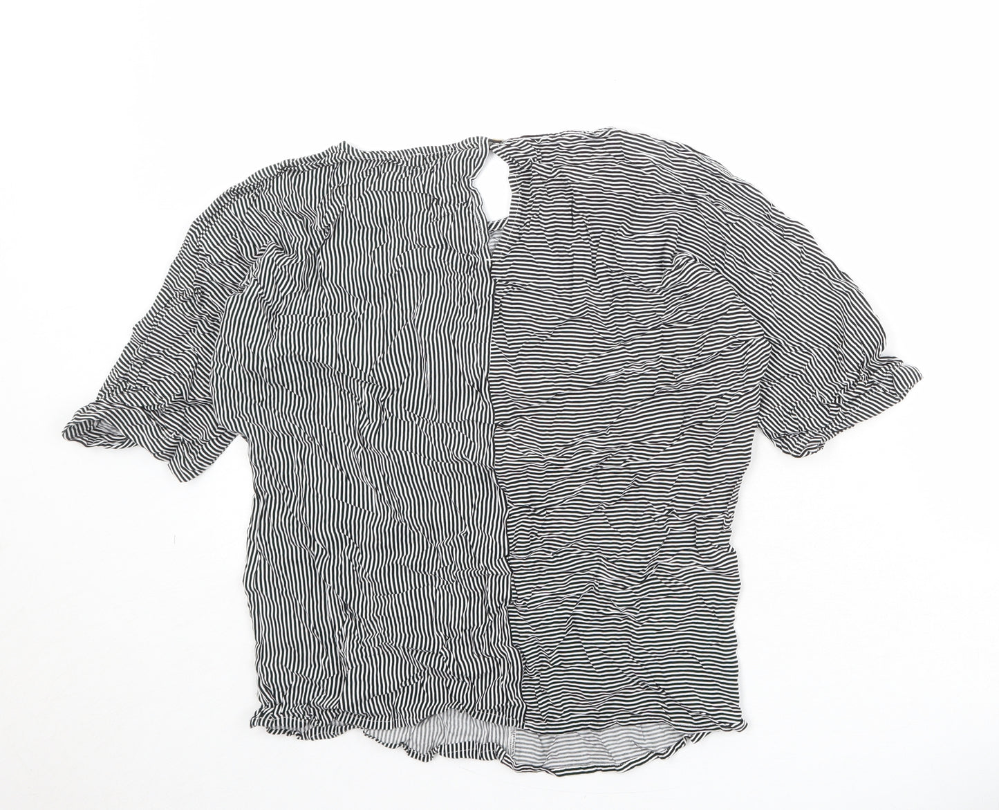 Esprit Womens Black Striped Viscose Basic Blouse Size S Boat Neck