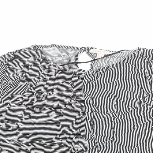 Esprit Womens Black Striped Viscose Basic Blouse Size S Boat Neck