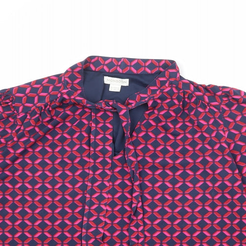 Monsoon Womens Multicoloured Geometric Polyester Basic Blouse Size 14 V-Neck - Tie Neck