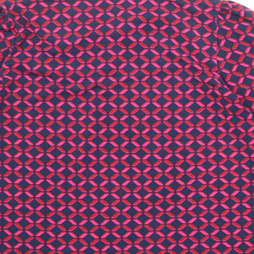 Monsoon Womens Multicoloured Geometric Polyester Basic Blouse Size 14 V-Neck - Tie Neck