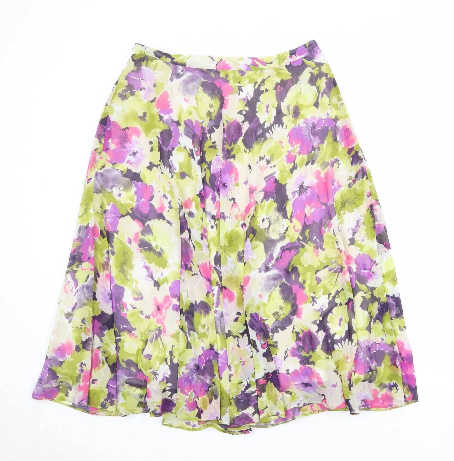 CC Womens Multicoloured Floral Polyester Swing Skirt Size 12 Zip