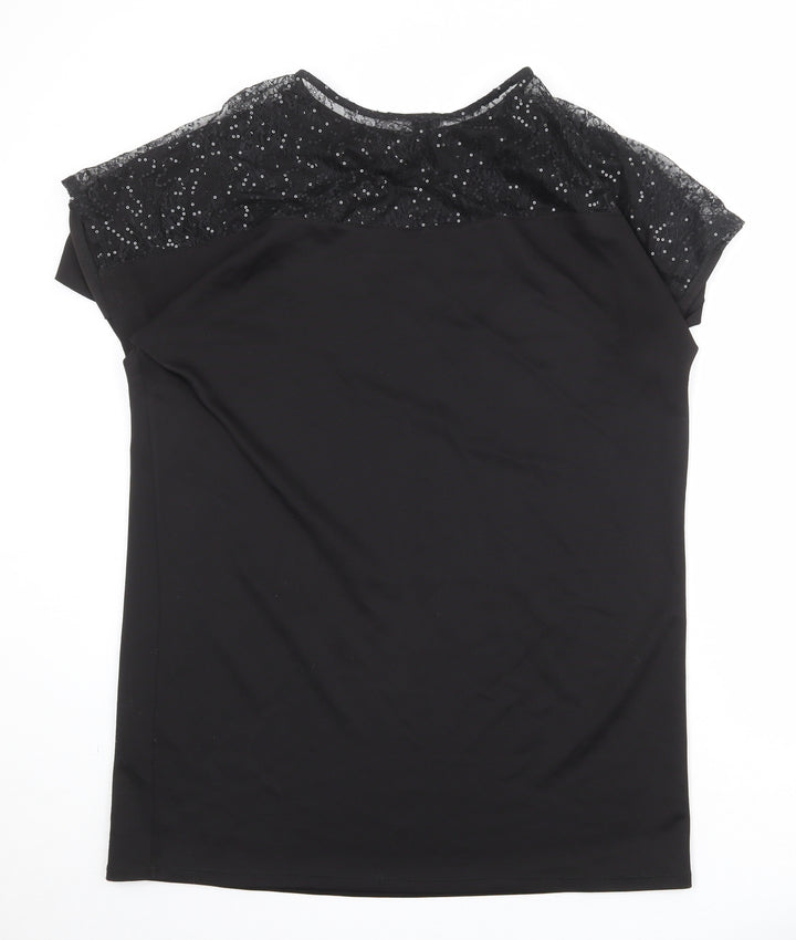 River Island Womens Black Polyester A-Line Size 12 Round Neck Pullover