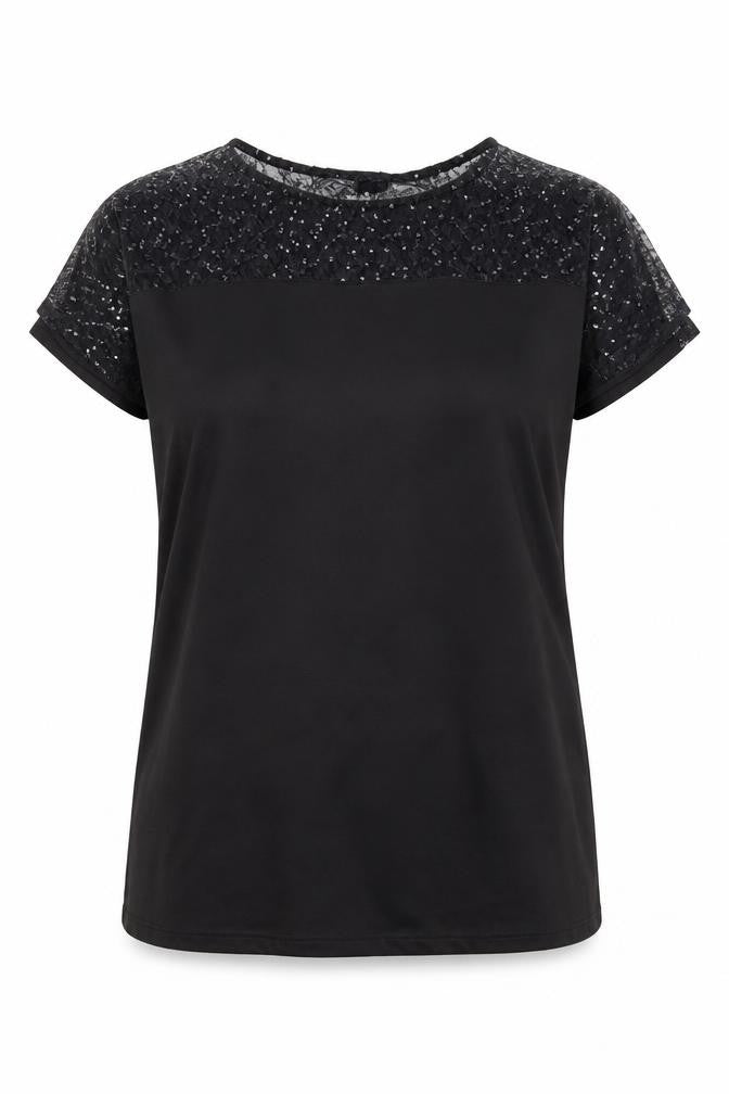 Front view of River Island women’s black polyester a-line, size UK 12, round neck pullover