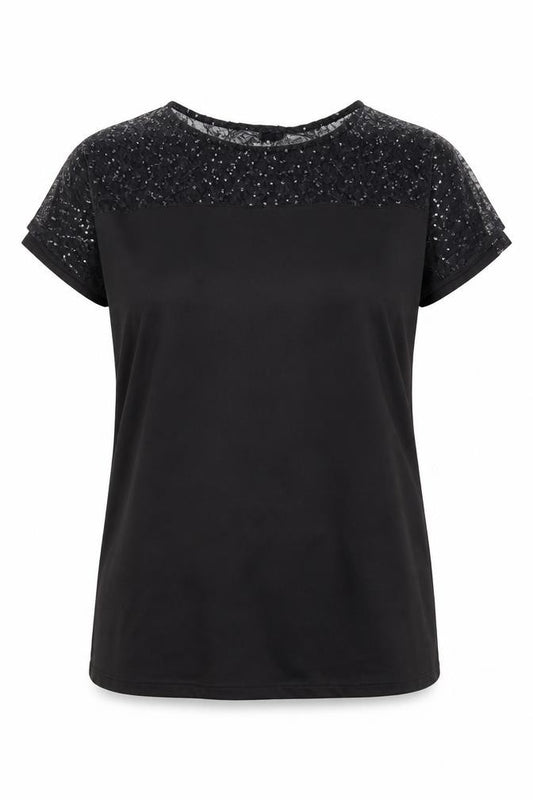 Front view of River Island women’s black polyester a-line, size UK 12, round neck pullover