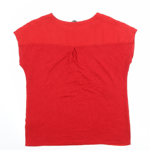 Bonmarché Womens Red Polyester Basic Blouse Size 14 Boat Neck