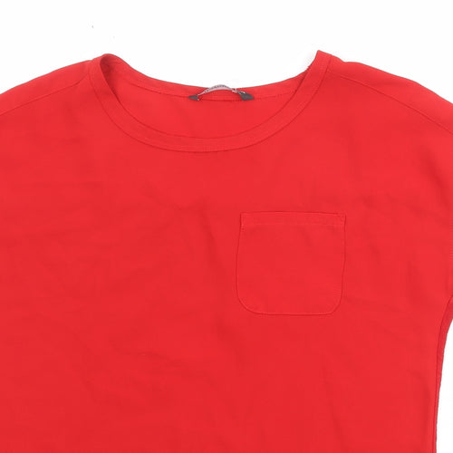 Bonmarché Womens Red Polyester Basic Blouse Size 14 Boat Neck