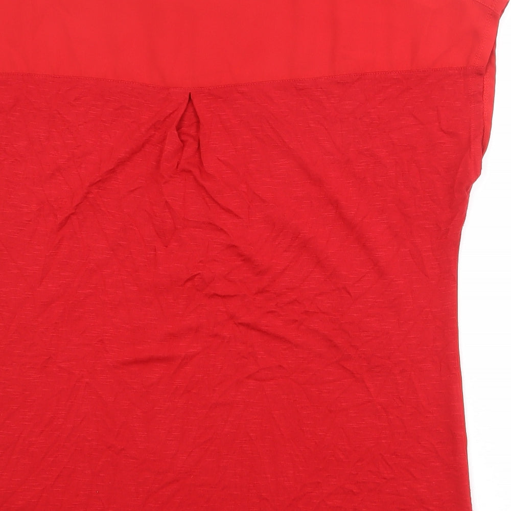 Bonmarché Womens Red Polyester Basic Blouse Size 14 Boat Neck