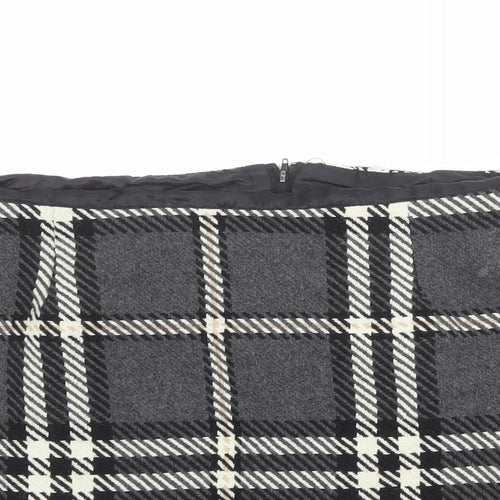 New Look Womens Grey Plaid Polyester A-Line Skirt Size 16 Zip
