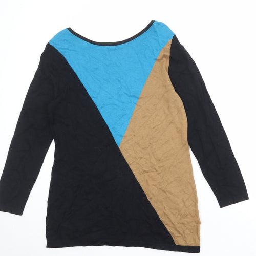 David Emmanuel Womens Multicoloured Round Neck Geometric Viscose Pullover Jumper Size S