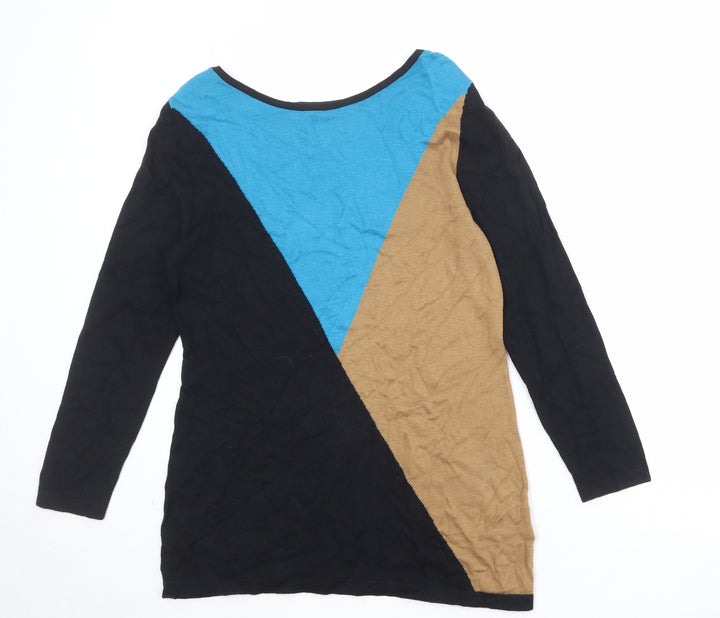 David Emmanuel Womens Multicoloured Round Neck Geometric Viscose Pullover Jumper Size S